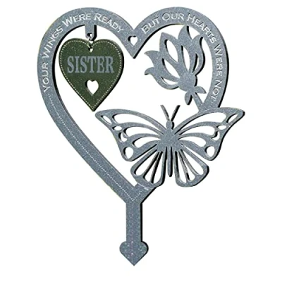 Image of Memorial Plaque Heart Shaped Butterfly Ornament, Weatherproof Inserted Garden Stakes Yard Sign,Your Wing Were Ready, But Our Not for Mom, Dad, Best Friend, Husband, Gift (Sister)