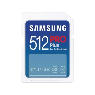 Image of Samsung PRO Plus SD Card, 512GB, UHS I U3, Full HD &amp; 4K UHD, 180MB/s Read, 130MB/s Write, Memory Card for SLR Cameras and System Cameras, MB SD512S/EU