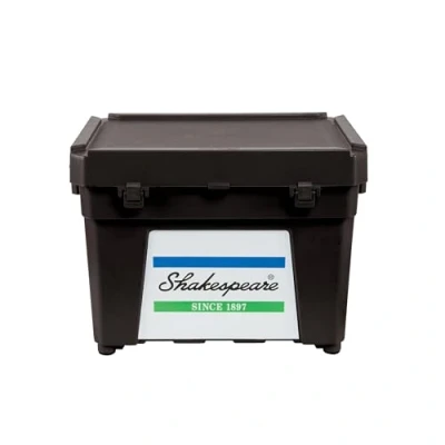 Image of Shakespeare Seat Box One Size, Storage Box, Tackle Management, Strong Water Resistant Large Fishing Twin Locking Latch, Extra Deep Lid For Saltwater and Freshwater Unisex, Black