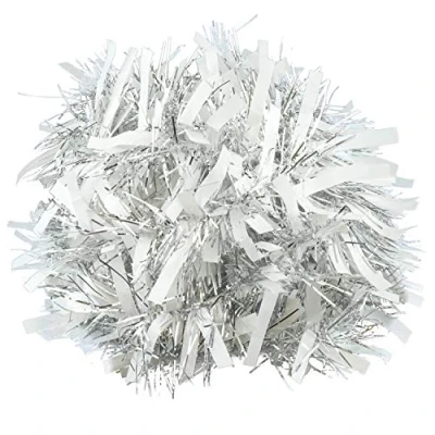 Image of HOVUK White/Silver Christmas Tinsel Garland, 2M Chunky Garland Tree Hanging Decorations for Xmas Holiday Indoor Outdoor Party Supplies