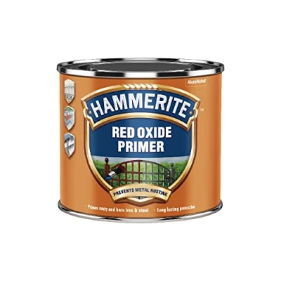 Image of Hammerite Primer Red Oxide. Metal for Garden Furniture, Radiator and Fence Paint. Rust Inhibitor Treatment Metal, Interior Exterior Use 250ml