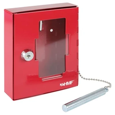 Image of HMF 1021 03 Emergency Key Box with Glass Breaker 15 x 12 4 cm, RAL 3002 red