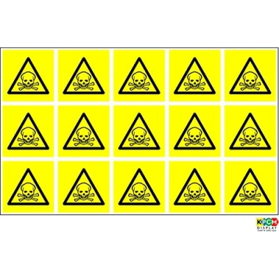 Image of Danger Toxic Poisonous Stickers [Pack of 15] Signs Self Adhesive 50mm x