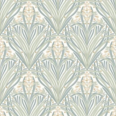 Image of Elegance Bellflower Wallpaper Modern for Living Room, Bedroom, Fireplace Decorative Luxury Wall Paper with Stunning Petals &amp; Leaves (Sage Green Cream)