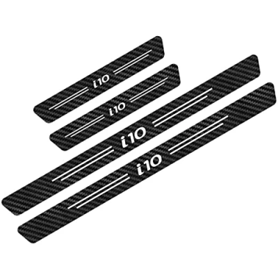 Image of 4pcs Car Outer Door Sill Protector Kick Plates for Hyun dai I10 I20 I30 I40 IX20 IX35 Solaris, Carbon Fiber Scuff Guard Threshold Cover Pedal Trim Sticker Auto Styling Accessories,I10