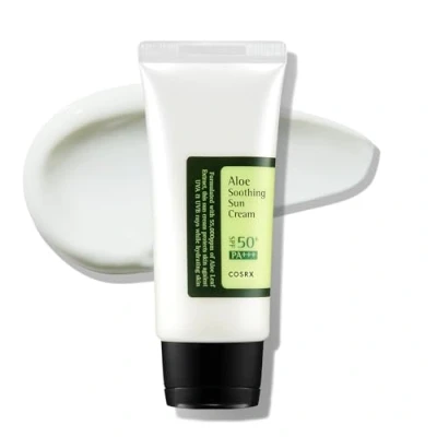 Image of COSRX Aloe Soothing Sun Cream SPF 50+++, Daily Hydrating Sunscreen for Dry Sensitive Skin, UVA&amp;UVB Protection, No White Marks, Moisturiser, Korean Sunscreen, Skincare