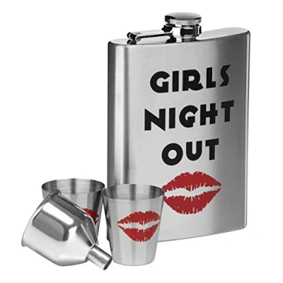 Image of Premier Housewares Girls Night Out Hip Flask Set, 8 oz Stainless Steel