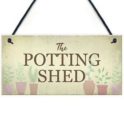 Image of RED OCEAN The Potting Shed Plaque Garden Greenhouse Sign Dad Grandad Mum Nan Birthday Gift