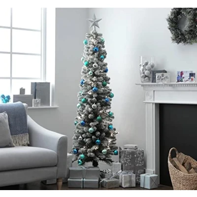 Image of Home 6ft Snow Tipped Pencil Christmas Tree Green
