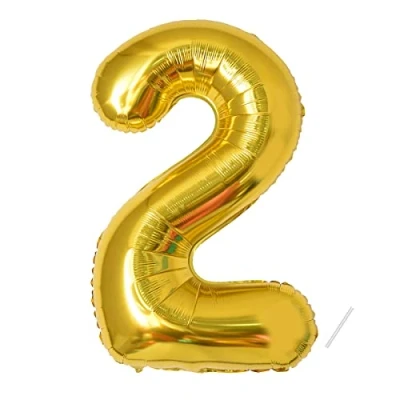 Image of Number 2 Balloons 2,Gold Balloon 40 Inch Giant Helium Foil for Boys Girls Party Decor Birthday Anniversary Graduation Decorations Supplies