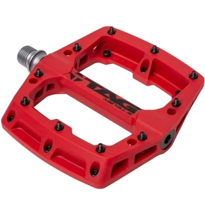 Image of TAG Metals T3 Nylon MTB Pedals 9/16&quot; Axle Durable, Lightweight Platform with Anti Slip Pins, Ideal for Mountain Biking and BMX (Red)