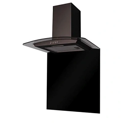 Image of SIA CGH60BL 60cm Curved Glass Black Chimney Cooker Hood &amp; Splashback
