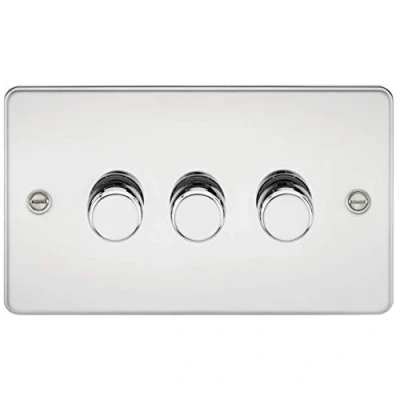 Image of KnightsBridge 3G 2 way 10 200W (5 150W LED) Intelligent Flat Plate Dimmer Polished Chrome