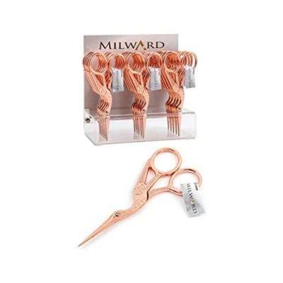 Image of Milward Stork Embroidery Scissors Rose Gold 4.5&quot; Sharp Tip