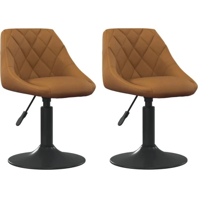 Image of vidaXL Swivel Dining Chairs 2 pcs Brown Velvet