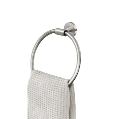 Image of Tiger Boston Towel Ring, Stainless Steel Brushed, 21.3 x 22.8 6.3 cm