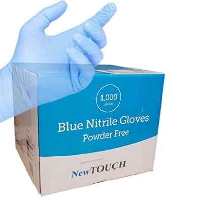 Image of Disposable Powder Free Vinyl Gloves Blue Nitrile Black White Latex, Latex x 1000 (Blue Nitrile, Medium)