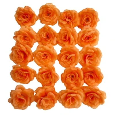Image of Corkwaw 25 Pcs 3 inch Artificial Rose Flower Heads,Silk Head Flowers,Wedding Party Home Garden Decoration DIY Craft Gift Box (Orange)