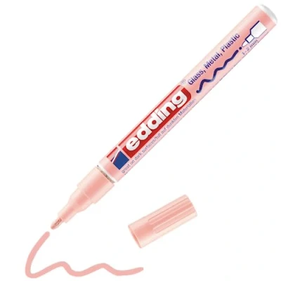 Image of edding 751 gloss paint marker pastel rose 1 round nib 2 mm pen for glass, pebbles, wood, plastic, paper waterproof, high coverage