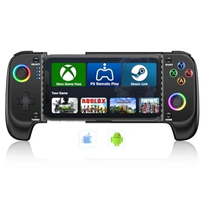 Image of HASACOOL Mobile Gaming Controller for Android/iPhone,RGB Light Hall Effect Joystick Wireless Phone PS Remote Play/Xbox Cloud/Steam Link/GeForce Now/MFi Apple Arcade Call of Duty,Roblox