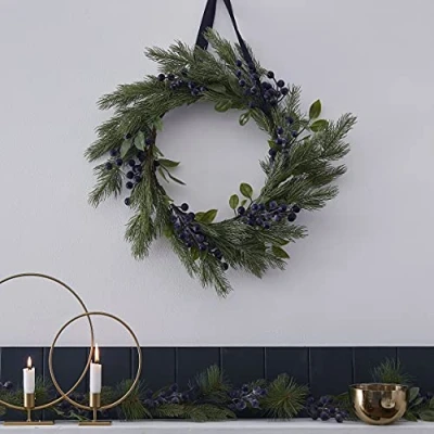 Image of Ginger Ray NAVY 205 Wreath with Sloe Berries, Green
