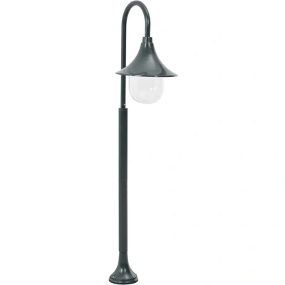 Image of vidaXL Garden Post Light E27 Aluminium Standing Lamp with PVC Lampshade, Dark Green, Ideal for Garden, Terrace, and Hallways