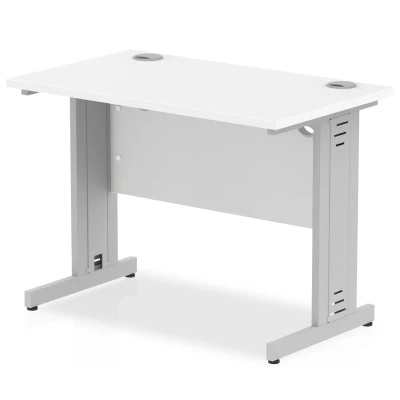 Image of Impulse 1000 x 600mm Straight Desk White Top Cable Managed Leg