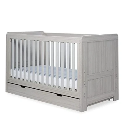 Image of Ickle Bubba Pembrey Cot Bed and Under Drawer (Ash Grey)