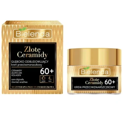 Image of Bielenda Złote Ceramidy Głęboko Odbudowujący Krem Przeciwzmarszczkowy 60+ na Dzień i Noc 50ml
