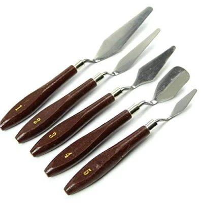 Image of 5pcs Set Professional Steel Artist Oil Painting Palette Spatula Paint Art