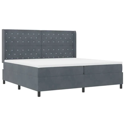 Image of vidaXL Box Spring Bed with Mattress &amp; LED Dark Grey 200x200 cm Velvet