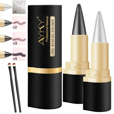 Image of Ayky Long Wear Gel Eyeliner, Natural Black Eyeliner Cream, Waterproof, Waterproof Smudge Proof (#1#2)
