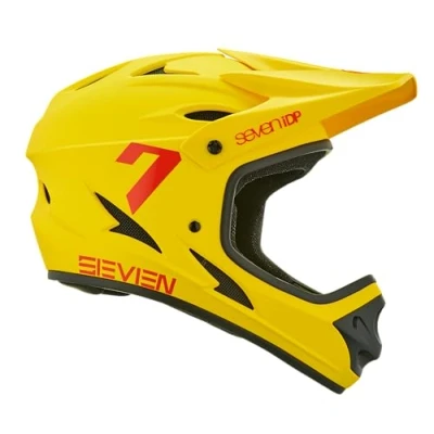 Image of 7 iDP M1 MTB Mountain Bike Full Face Lightweight Vented Bicycle Helmet (Matte Yellow, Youth Medium)