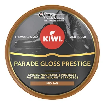 Image of Kiwi Shoe Parade Gloss Prestige Polish Tin Mid Tan, 50ml (Pack of 1)