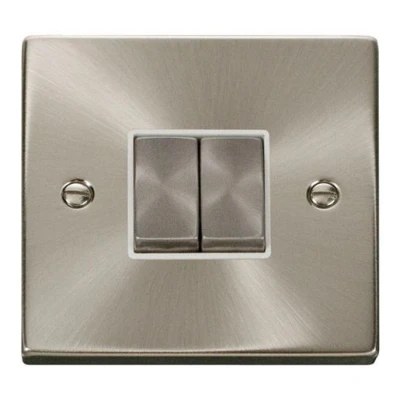 Image of Click Deco VPSC412WH Double Light Switch Satin Chrome
