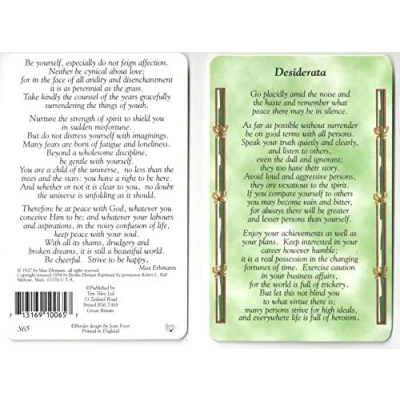 Image of Pocket Prayer Card Desiderata Original Text