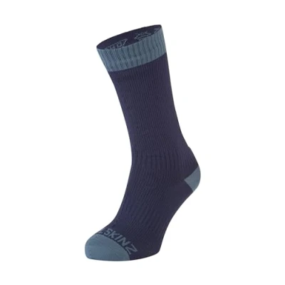 Image of SEALSKINZ Unisex Wiveton Waterproof Warm Weather Mid Length Sock, Navy Blue, S EU