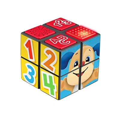 Image of Fisher Price Baby Learning Toy Laugh &amp; Learn Puppy&#039;s Activity Cubewith Lights Music for Ages 9+ Months, UK English Version, HNH08