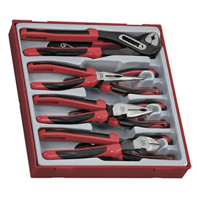 Image of Teng Tools 8 Piece Plier Set Tool Tray (Side Cutters, Linesman, Long Nose, Water Pump) TTD441 T, Silver
