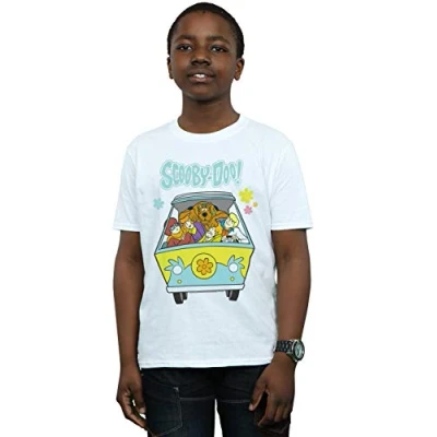 Image of Absolute Cult Scooby Doo Boys Mystery Machine Group T Shirt White 3 4 Years
