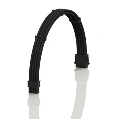 Image of LINKUP AVA 30cm EPS 8 Pin (4+4) CPU ATX Motherboard PSU Power Supply Braided Sleeved Custom Mod PC Extension Cable w/Combs┃Strong &amp; Stiff Design┃Single Pack┃300mm Black