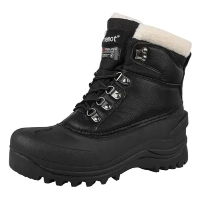 Image of riemot Snow Boots Mens Waterproof Winter Boot Ladies Stable Yard for Hiking Trekking Walking Lace Up Fur Lined Shoes Women Size Black 10 UK/43 EU