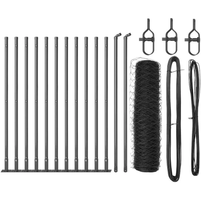 Image of vidaXL Fencing Set of 2 Grey Powder Coated Steel 25 x 0.5 m