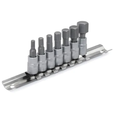 Image of DAKCOS Hex Bit Socket Set 1/4&quot; Drive 7 Pieces Allen Key Metric 4mm 12mm S2 Alloy Steel and CR V