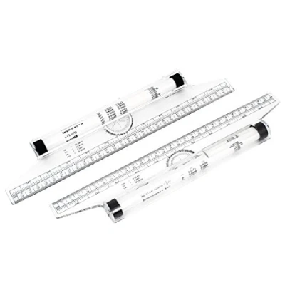 Image of Sourcingmap 2 PCS Measuring Rolling Ruler, 30cm Parallel Multi Purpose Squares Angles Line Drawing Roller Ruler Tool for Architects Engineers Artists