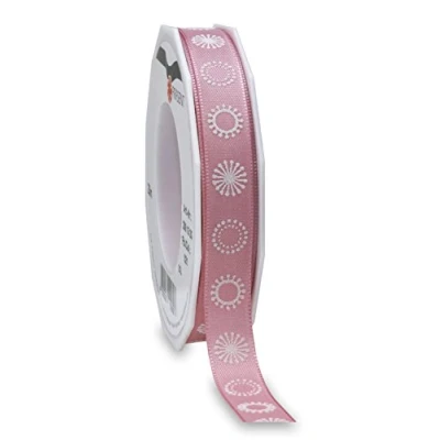Image of Präsent Sol Printed Ribbon Old Pink 20 m Roll 15 mm width