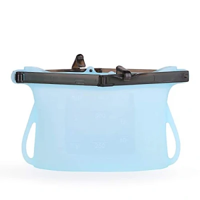 Image of Reusable Silicone Food Storage Bag, Leak Proof Microwave and Dishwasher Safe, BPA Free, Free (LIGHT BLUE, 0.5L)