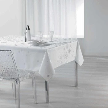 Image of Douceur d&#039;Intérieur Rectangular Tablecloth 150 x 300 cm Printed Polyester Silver Constellation White