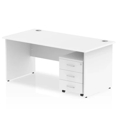 Image of Impulse 1600x800mm Desk White Top Panel Leg + Mobile Ped