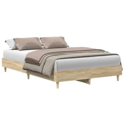 Image of vidaXL bed frame double 135x190 cm, sonoma oak